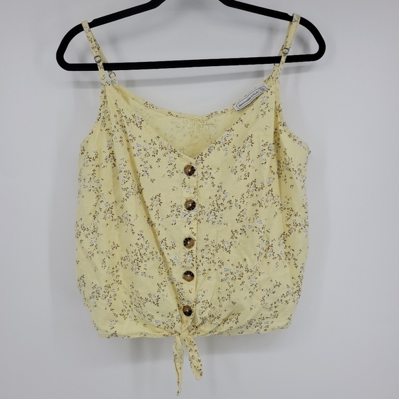 Abercrombie & Fitch Linen Cotton Floral Crop Tank Top Shirt Size xl - Picture 2 of 14